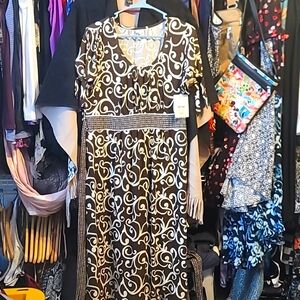 Merona Knit Dress Brown and off white NWT